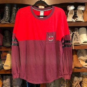 VS Pink. Size:small.maroon/ red color-block long sleeve